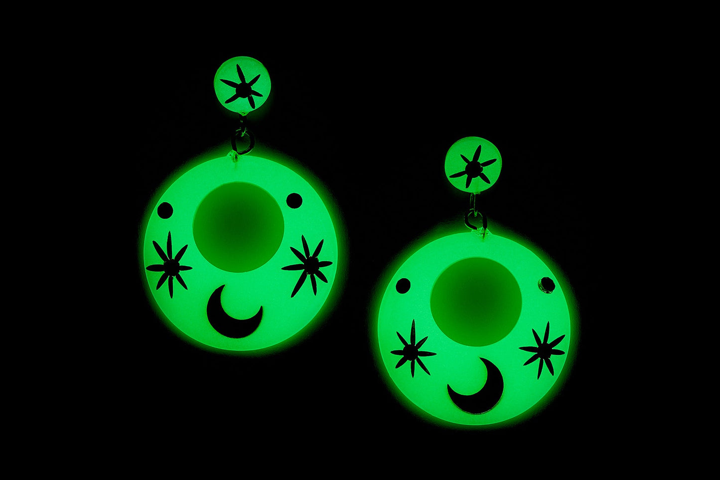 Serpent Moon Drop Hoop Earrings