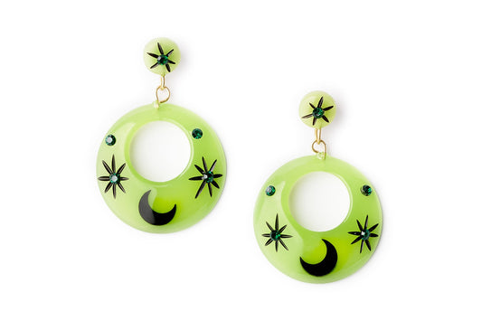 Serpent Moon Drop Hoop Earrings