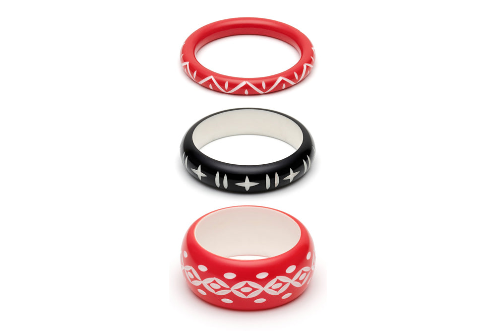 Lover and Hater Set of 3 Maiden Bangles