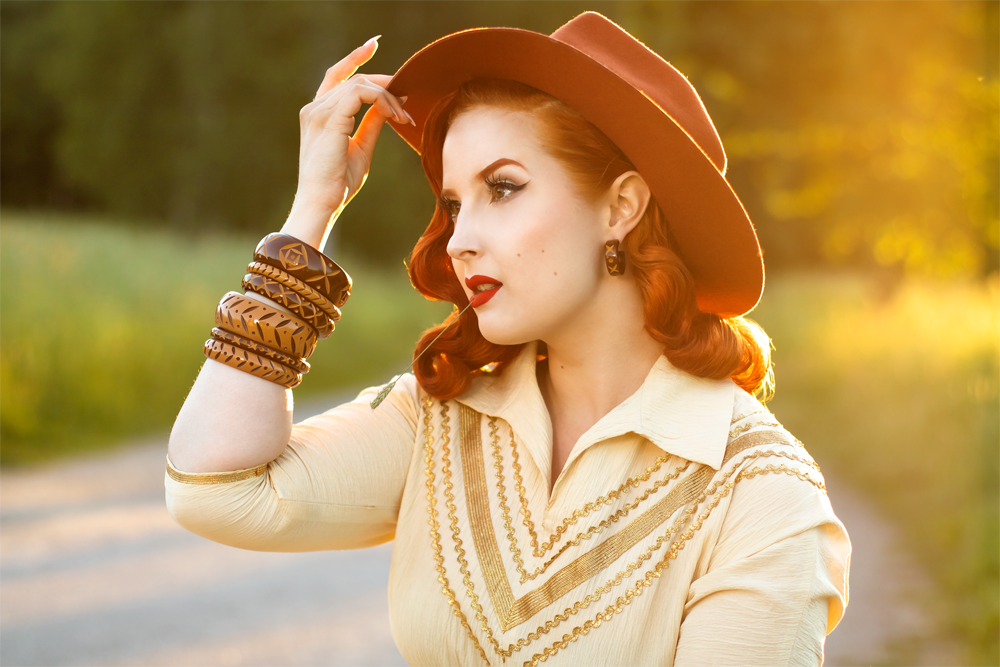 Almond Carved Bead Necklace