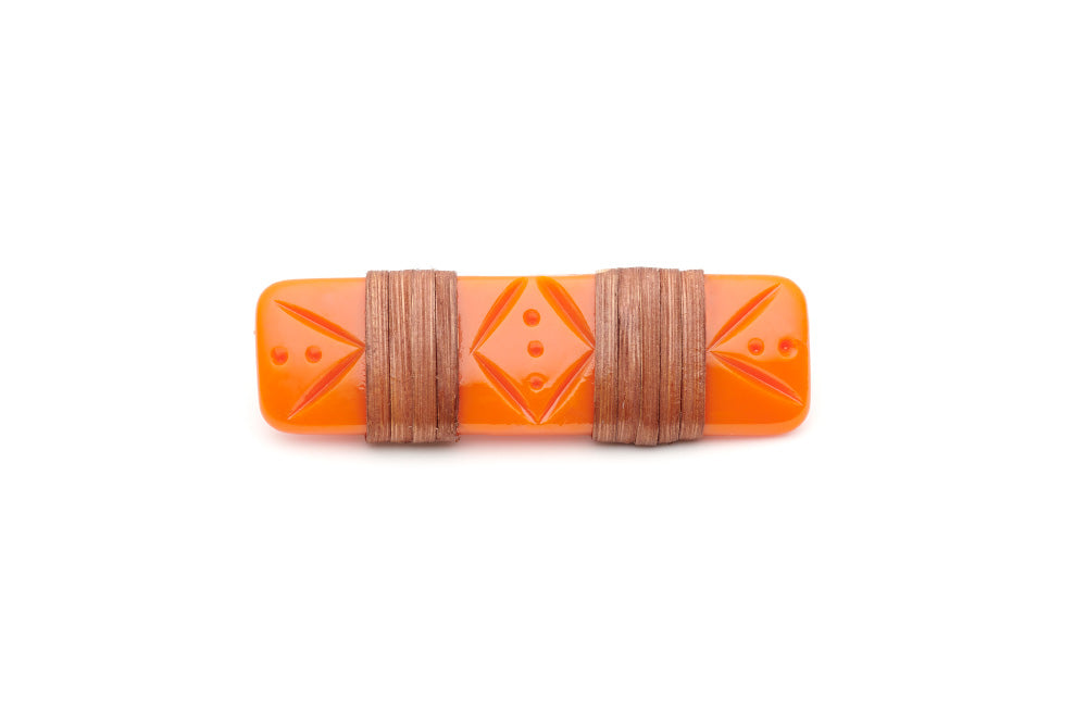 Splendette vintage inspired 1940s 1950s tropical style carved orange fakelite Tangerine Mid Cane Hair Barrette