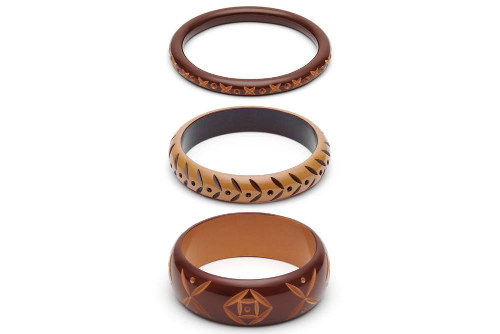 Walnut and Almond Set of 3 Duchess Bangles