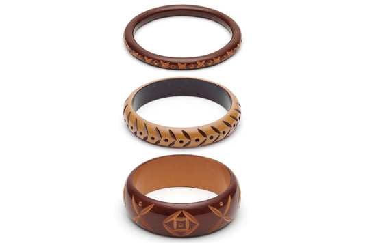 Walnut and Almond Set of 3 Duchess Bangles