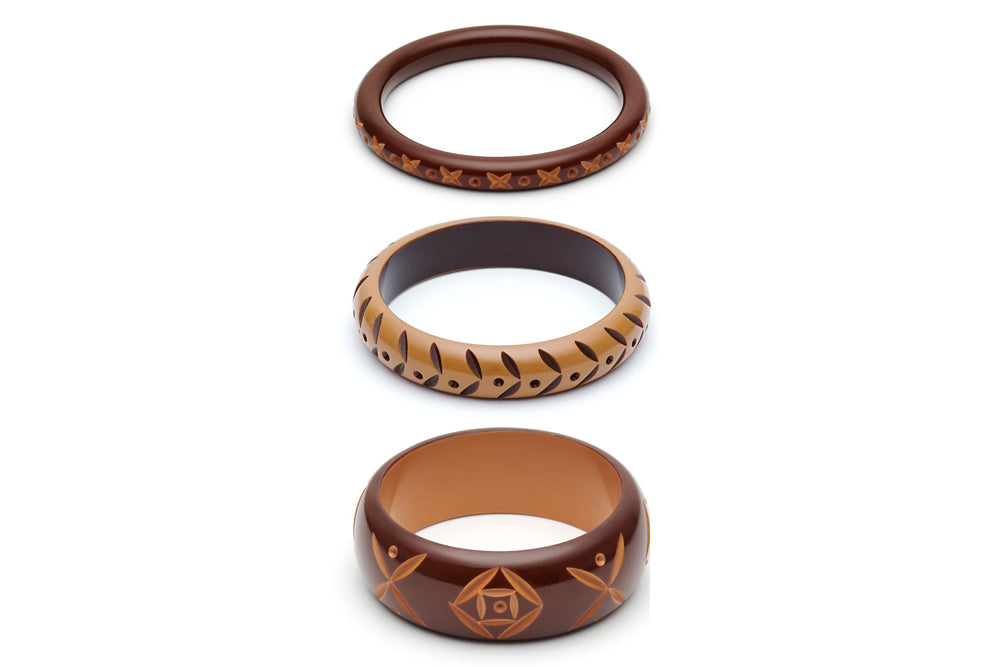 Walnut and Almond Set of 3 Bangles
