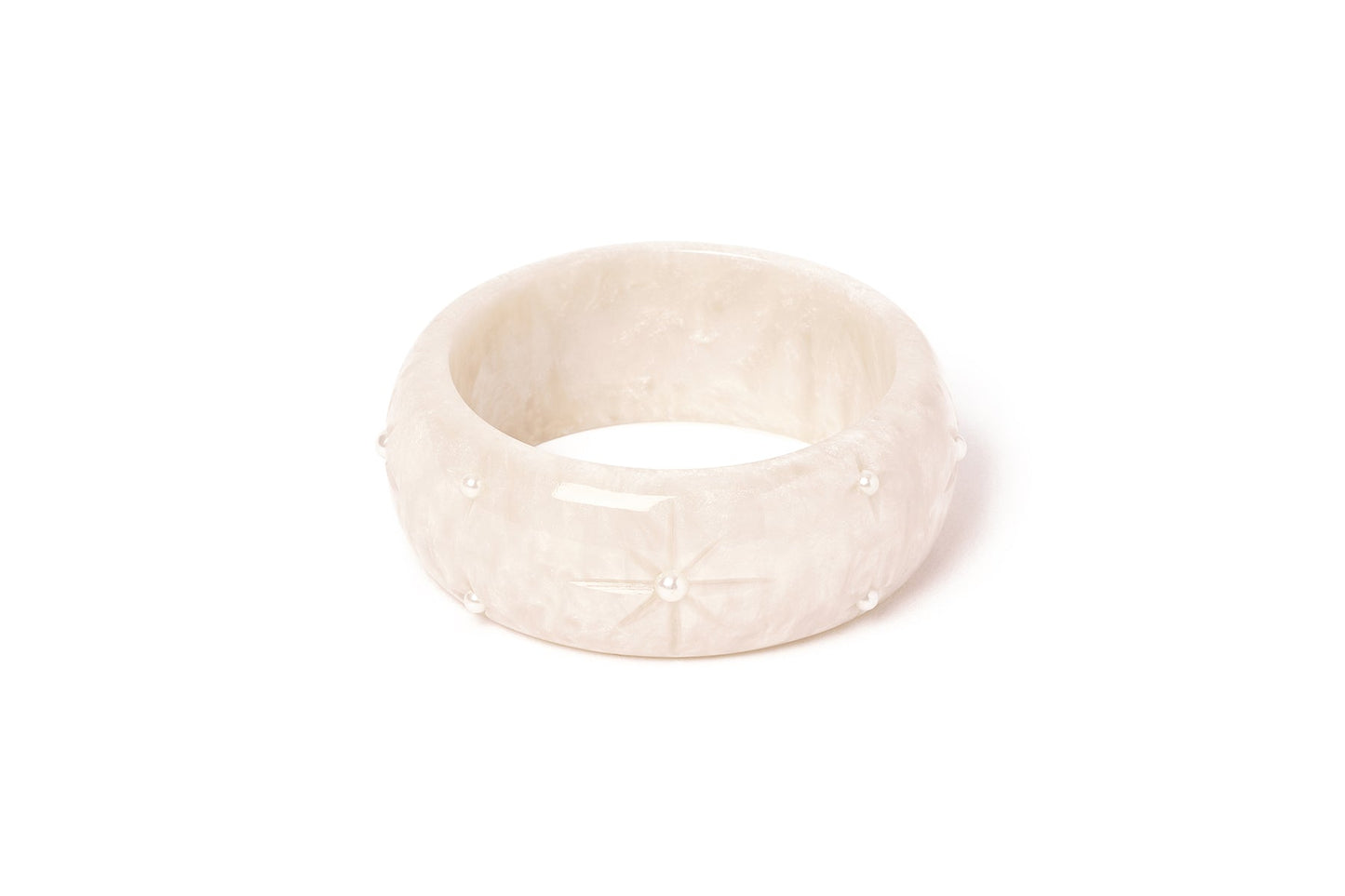 Wide Frosted Pearls Bangle