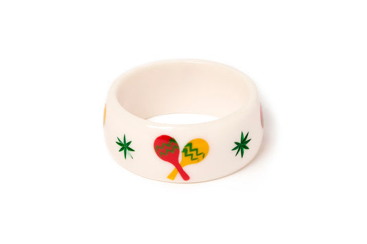Wide Maracas Bangle White