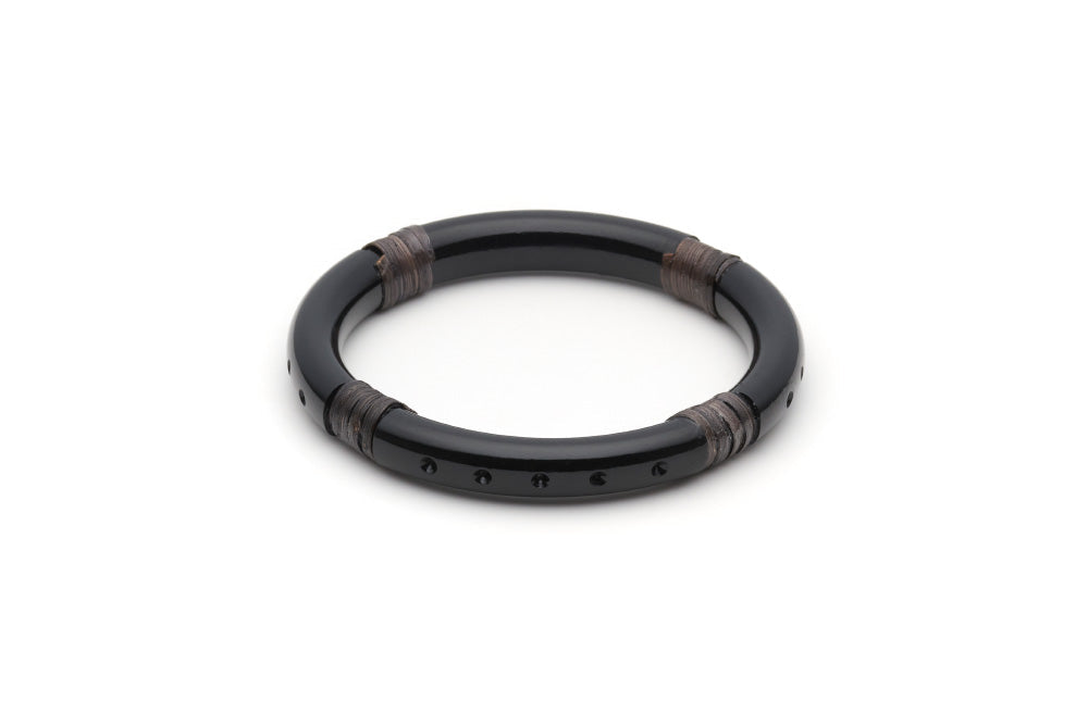 Splendette vintage inspired 1940s 1950s Bakelite Style black carved fakelite Narrow Panther Dark Cane Bangle in Classic size