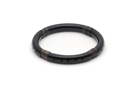 Splendette vintage inspired 1940s 1950s Bakelite Style black carved fakelite Narrow Panther Dark Cane Bangle in larger Duchess size