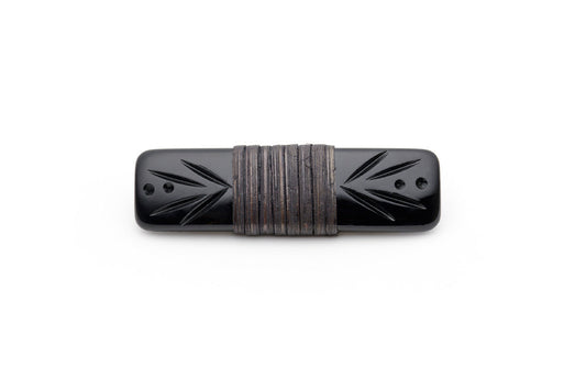 Splendette vintage inspired 1940s 1950s Bakelite Style black carved fakelite Panther Dark Cane Hair Barrette