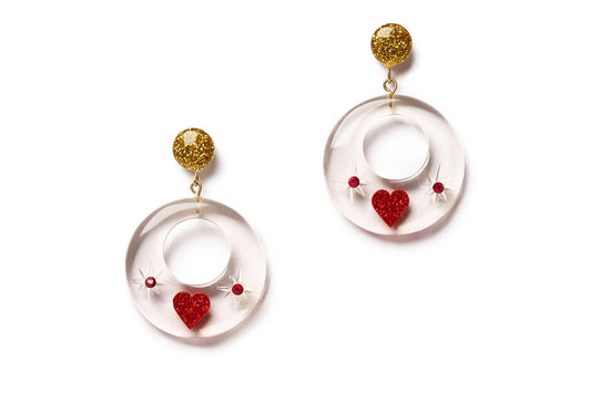 Key To My Heart Clear Drop Hoop Earrings