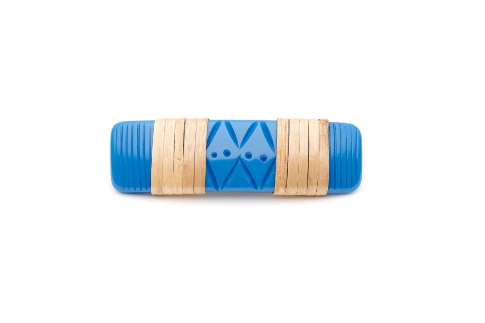 Splendette vintage inspired 1940s 1950s holiday vacation style carved blue fakelite Pacific Light Cane Hair Barrette