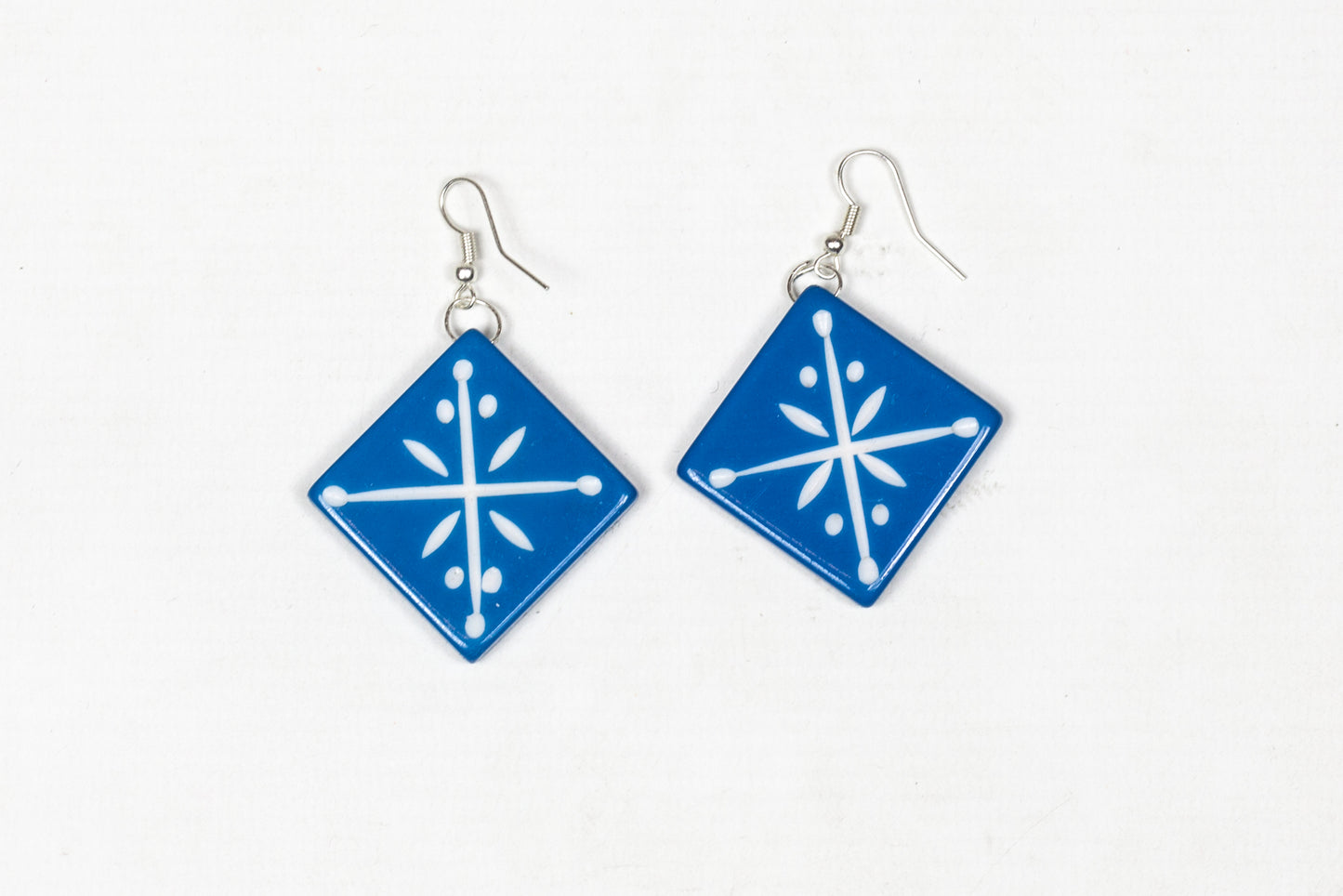 Carved Earrings Blue