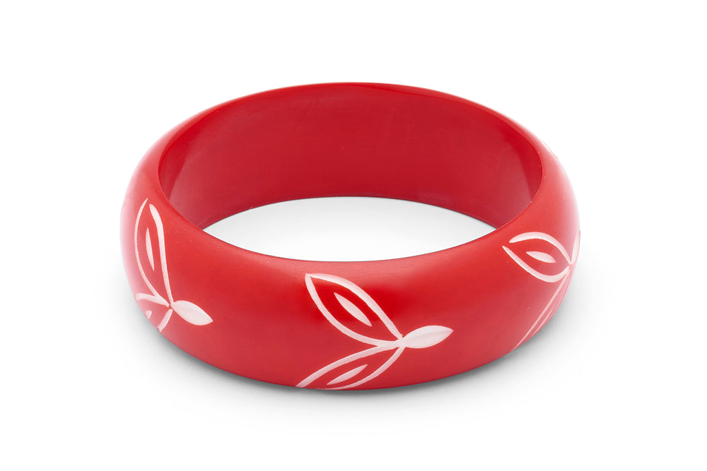 Wide Red Carved Bangle