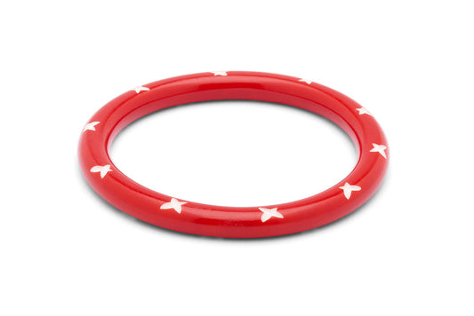 Narrow Red Carved Bangle
