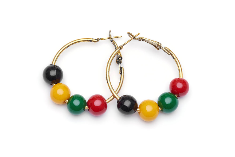 Multicoloured Fakelite Bead Hoop Earrings