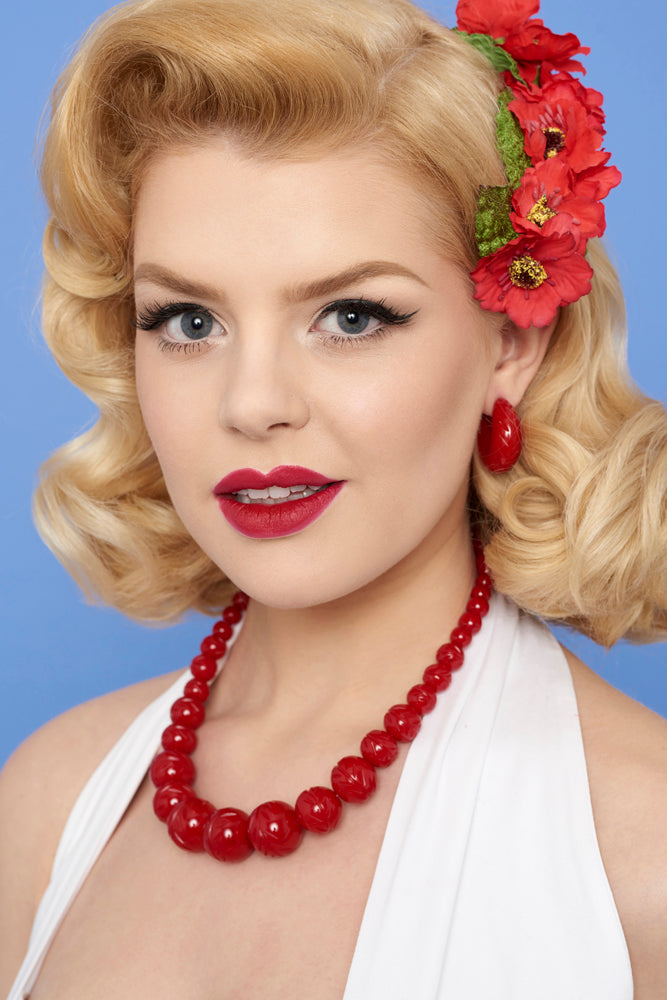 Poppy Red Fakelite Hoop Earrings