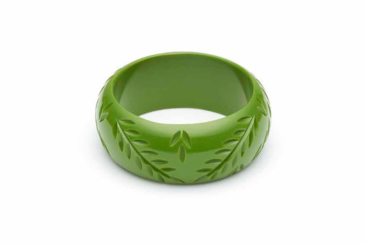 Wide Leaf Green Fakelite Bangle