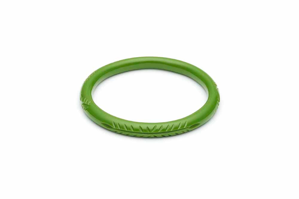 Narrow Leaf Green Fakelite Bangle