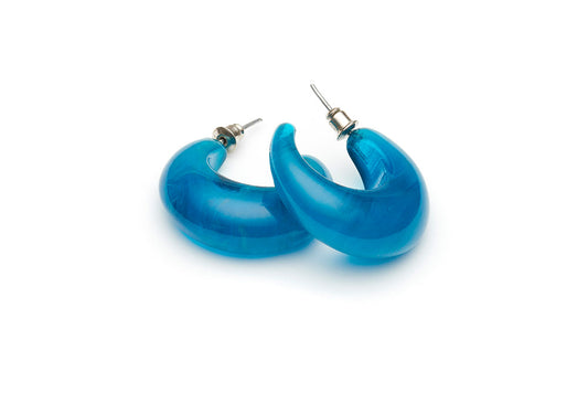 Marbled Teal Hoop Earrings
