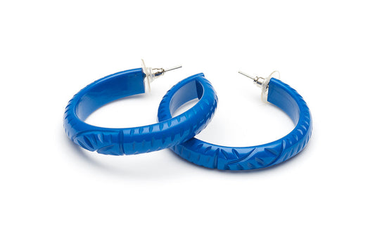 Large Kingfisher Blue Fakelite Hoop Earrings