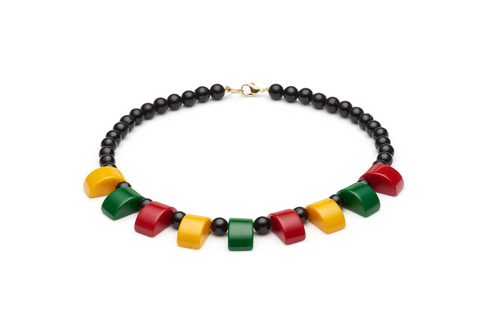 Multicoloured Curved Fakelite Bead Necklace