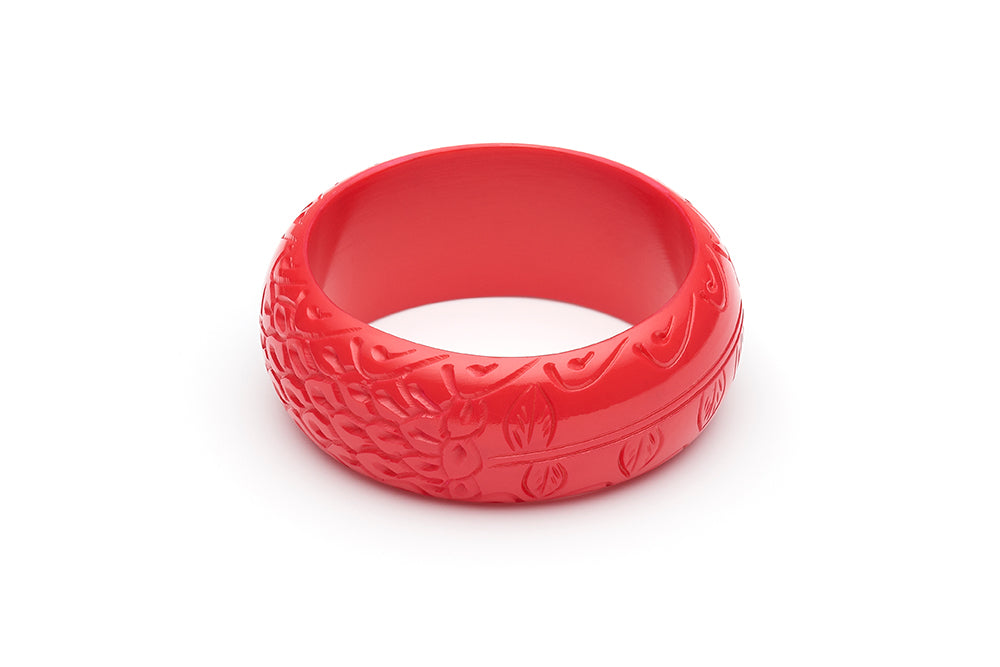 Wide Coral Fakelite Bangle