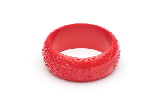 Wide Coral Fakelite Bangle