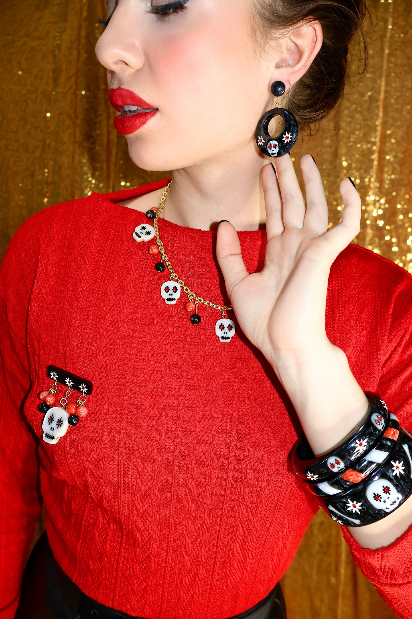 Bones Drop Hoop Earrings