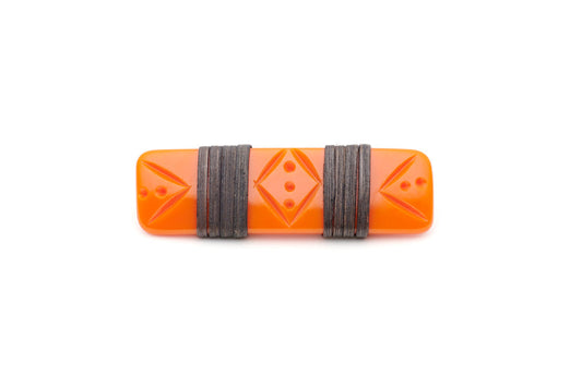 Splendette vintage inspired 1940s 1950s tropical style carved orange fakelite Tangerine Dark Cane Hair Barrette