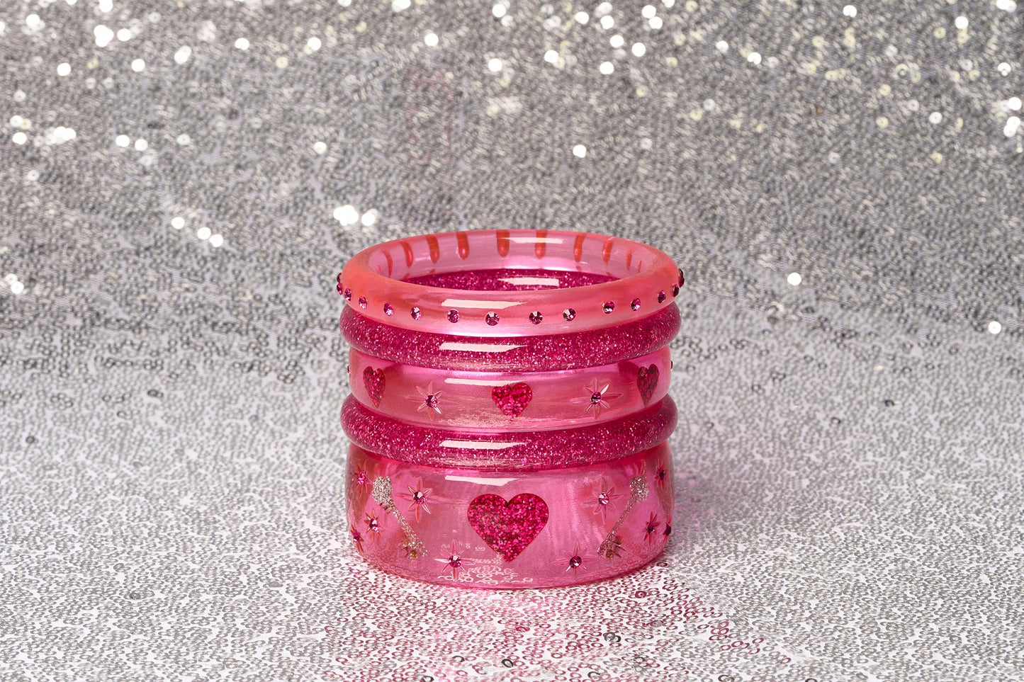 Narrow Key To My Heart Pink Bangle