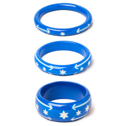 Denim Blue Bangles Set of 3