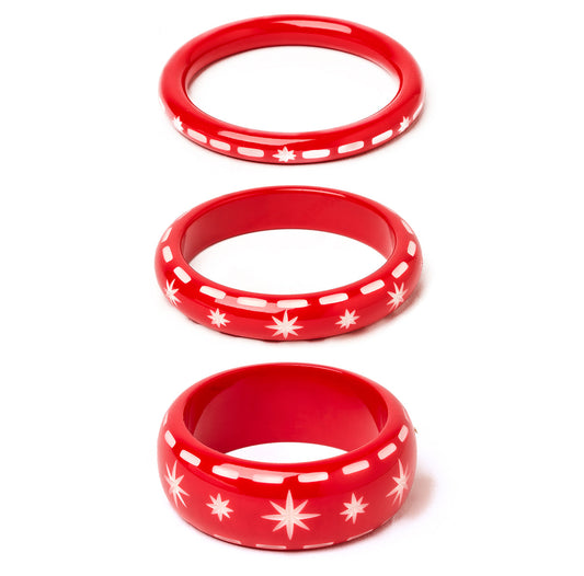 Necktie Red Bangles Set of 3
