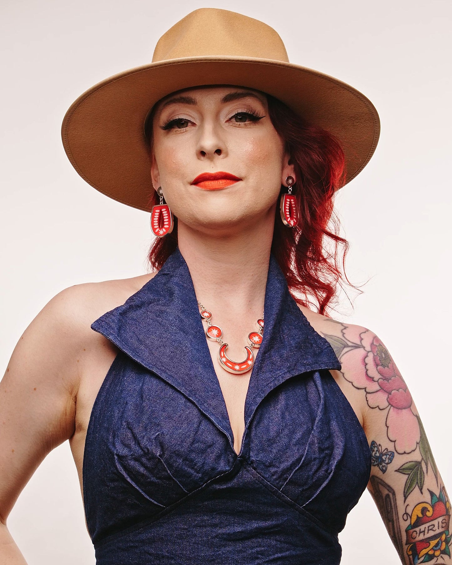 Necktie Red Earrings