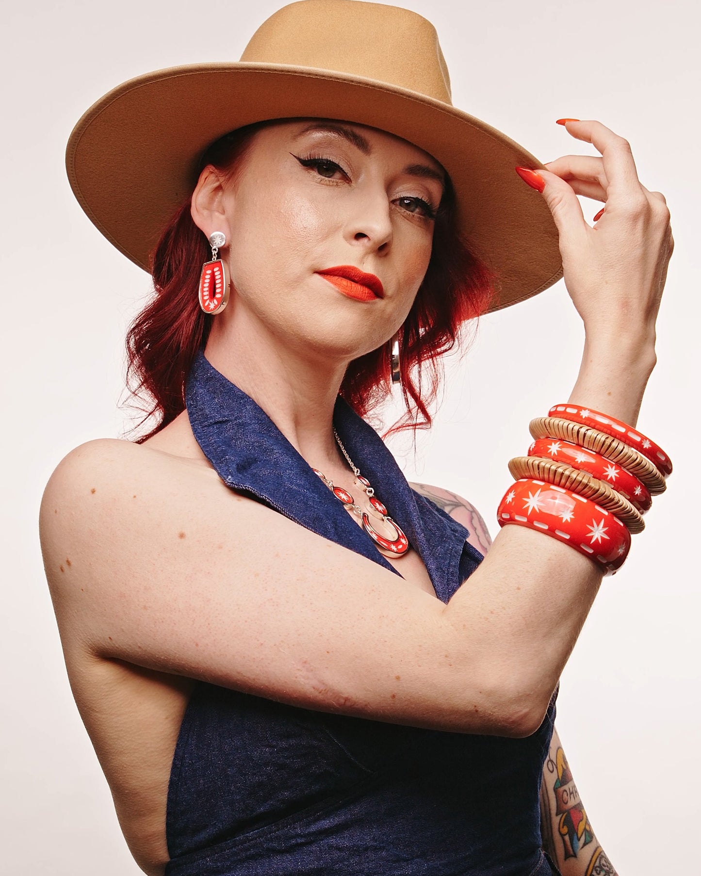 Necktie Red Earrings