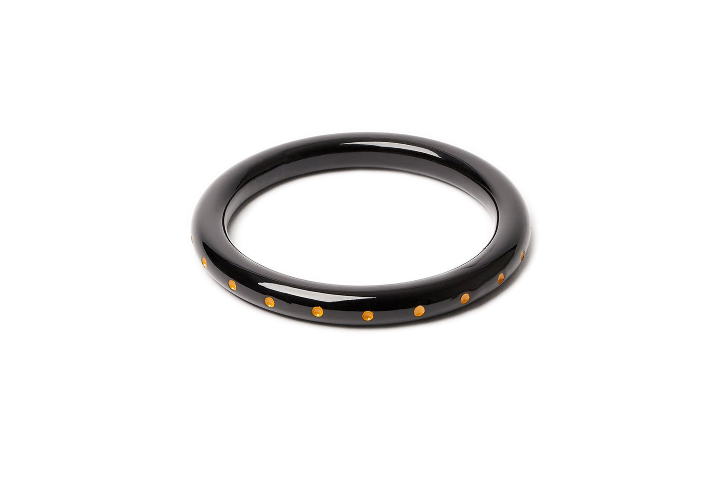 Splendette vintage inspired 1930s style carved yellow Narrow Black Sand Bangle