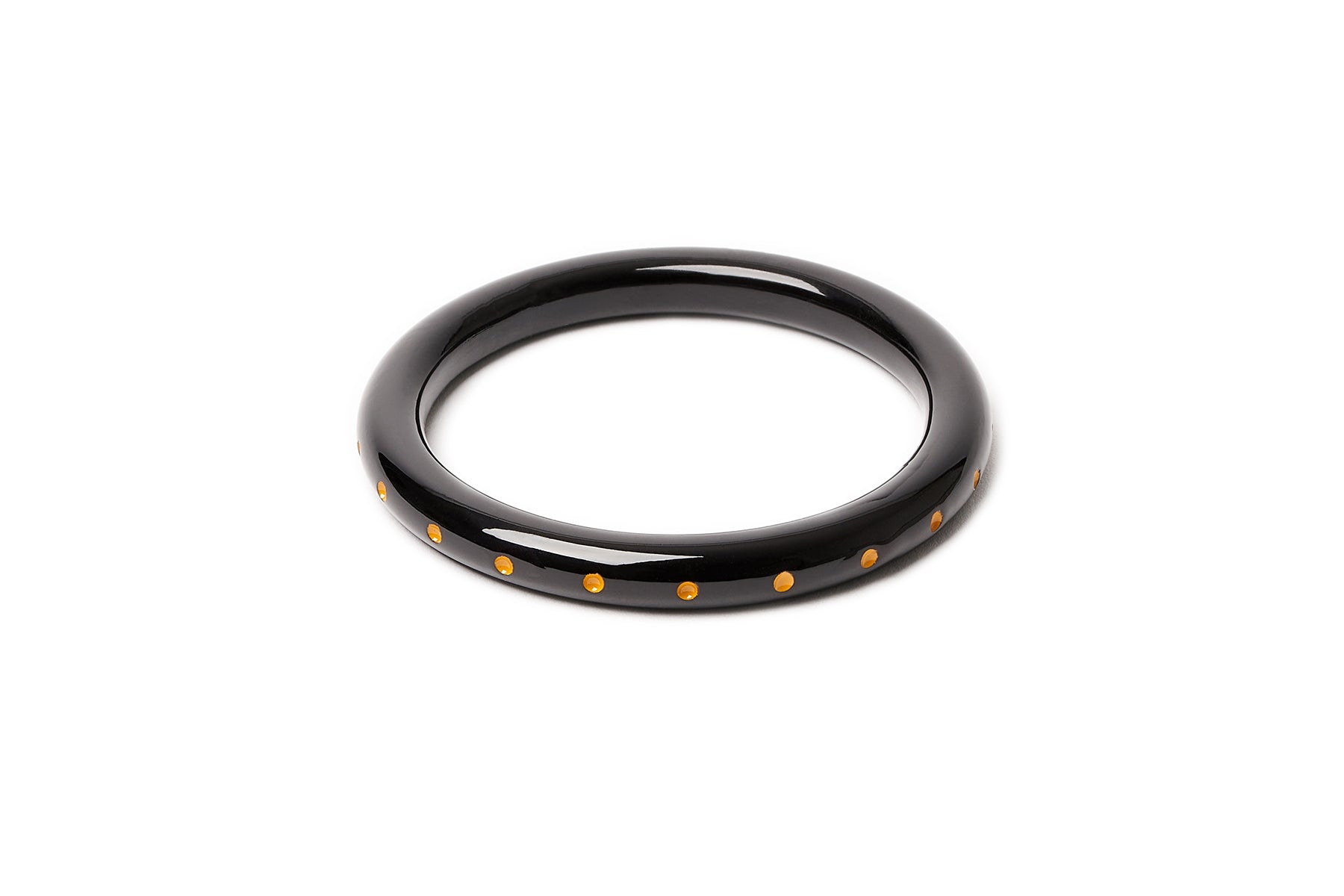 Splendette vintage inspired 1930s style carved yellow Narrow Black Sand Bangle