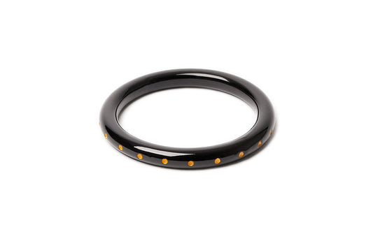 Splendette vintage inspired 1930s style carved yellow Narrow Black Sand Bangle