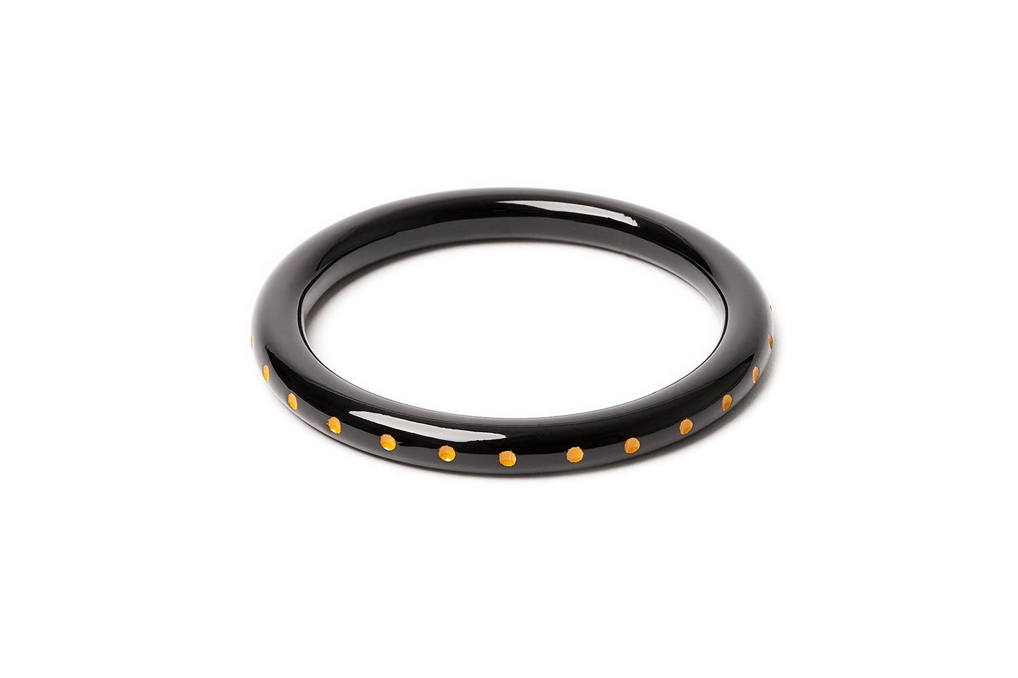 Splendette vintage inspired 1930s style carved yellow large size Narrow Black Sand Duchess Bangle