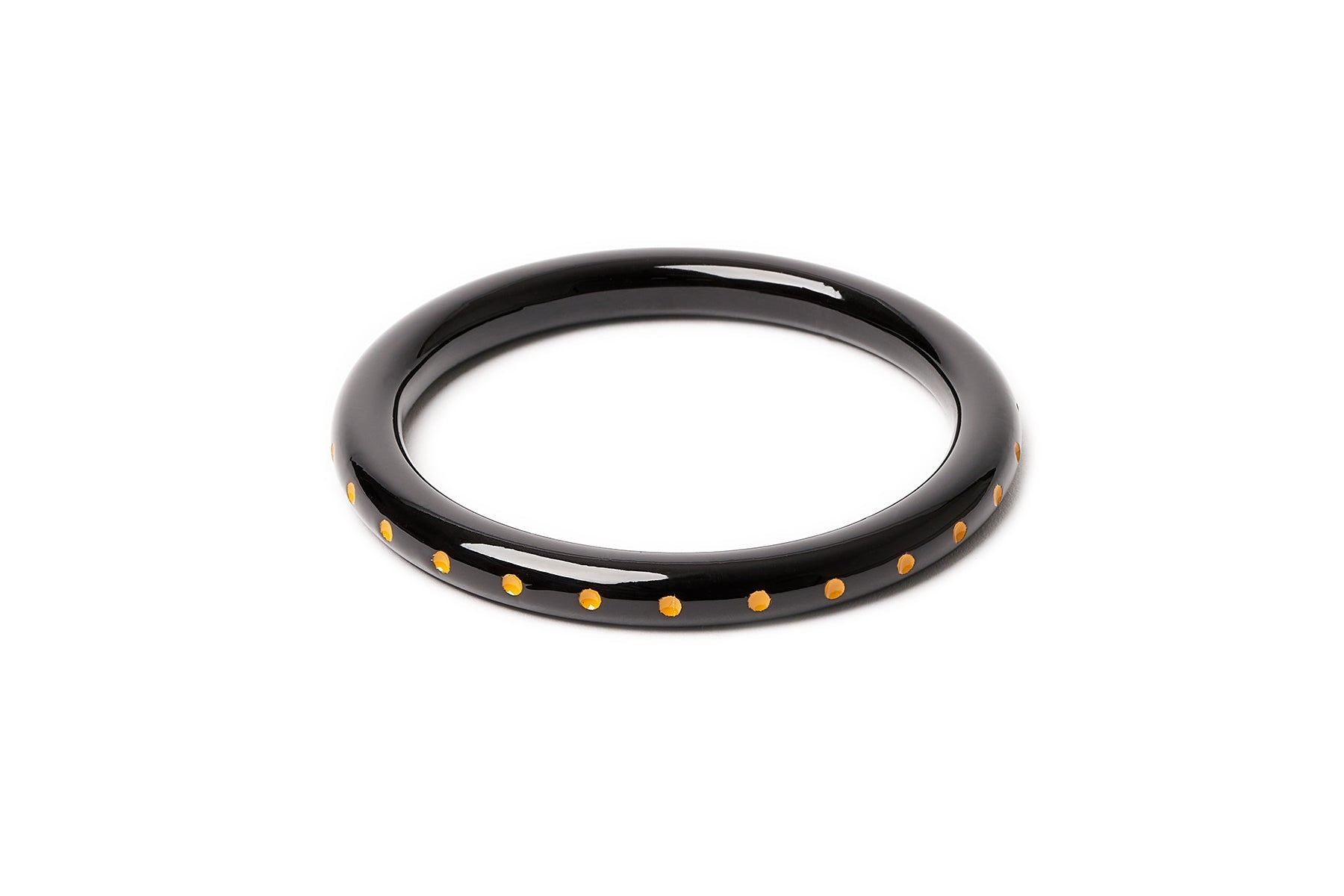Splendette vintage inspired 1930s style carved yellow large size Narrow Black Sand Duchess Bangle