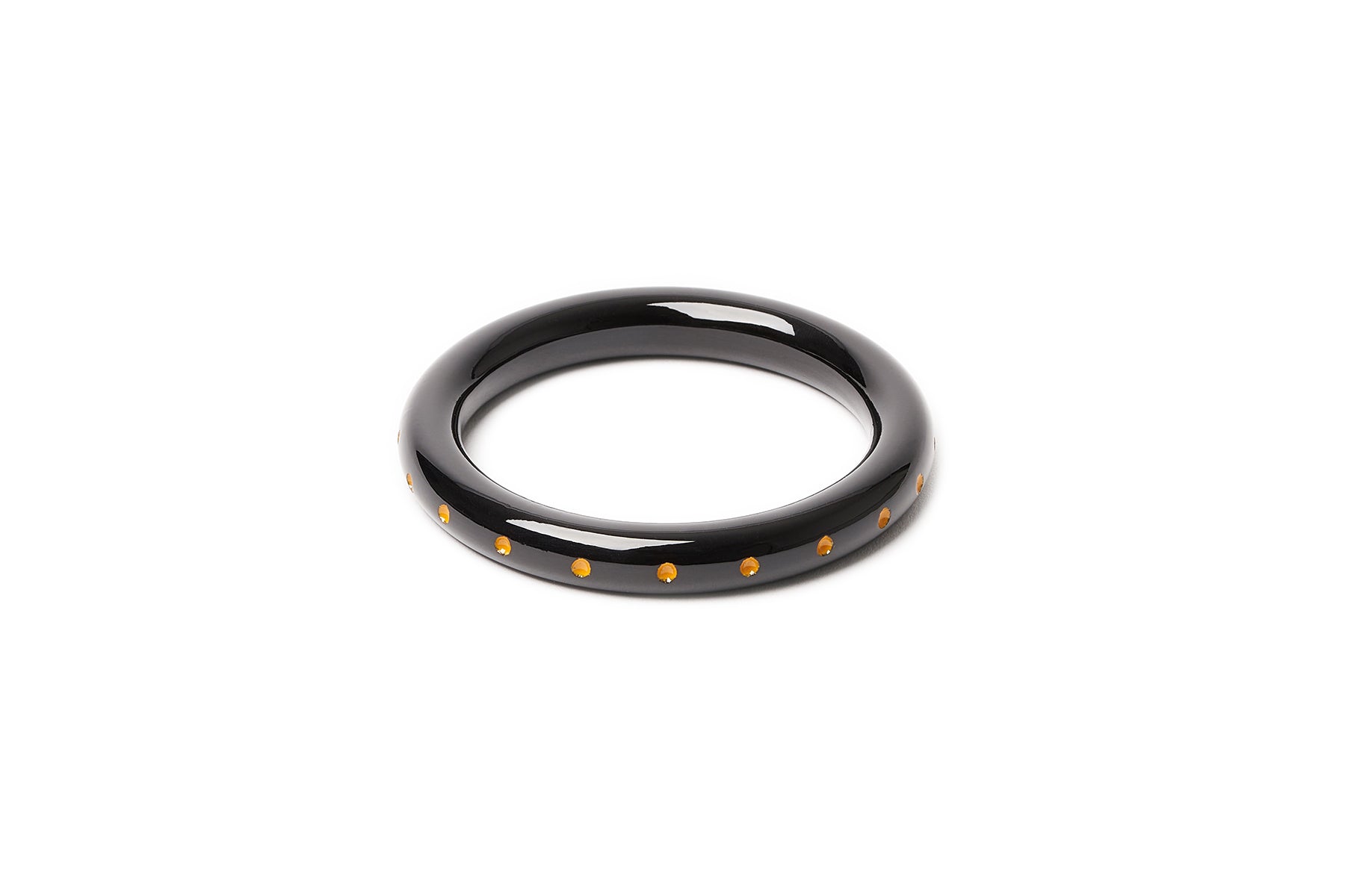 Splendette vintage inspired 1930s style carved yellow small size Narrow Black Sand Maiden Bangle