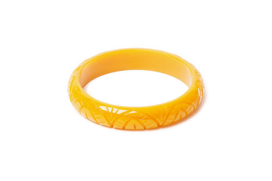 Splendette vintage inspired 1930s style carved yellow large size Midi Sand Fakelite Duchess Bangle