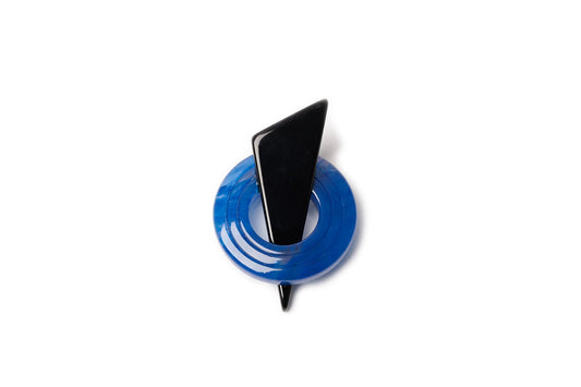 Splendette vintage inspired 1940s style carved Bristol Blue Fakelite Brooch