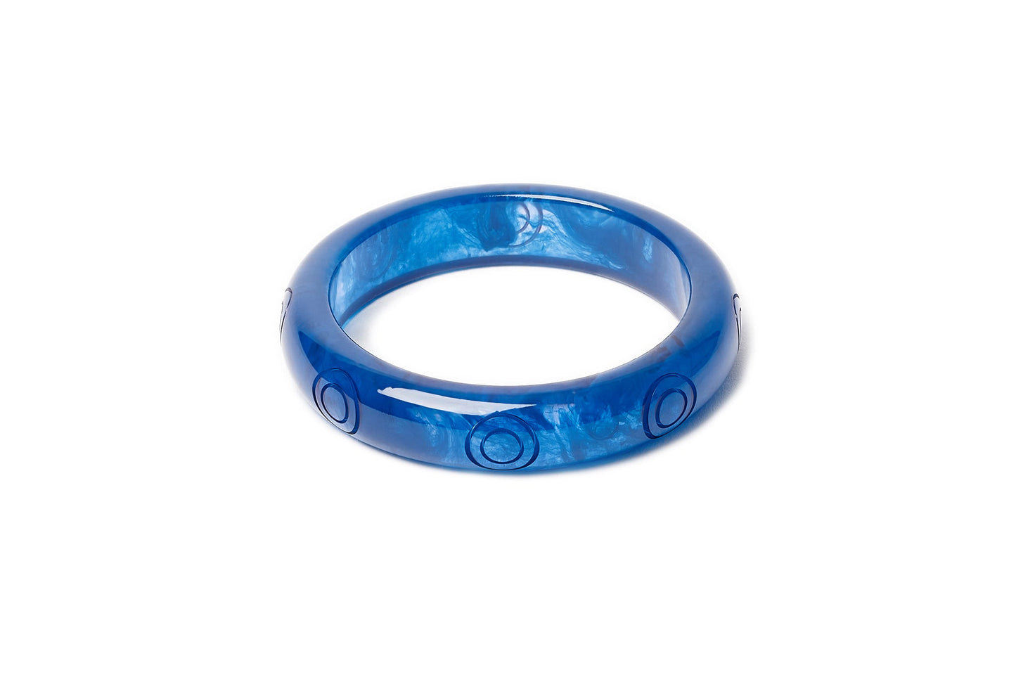 Splendette vintage inspired 1940s style carved Midi Bristol Blue Fakelite Bangle 