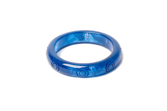Splendette vintage inspired 1940s style carved Midi Bristol Blue Fakelite Bangle 