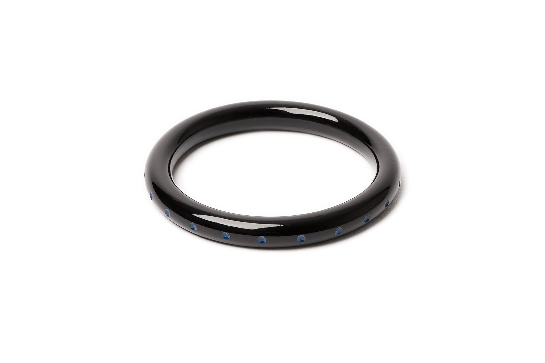 Splendette vintage inspired 1940s style carved fakelite Narrow Bristol Blue Bangle 