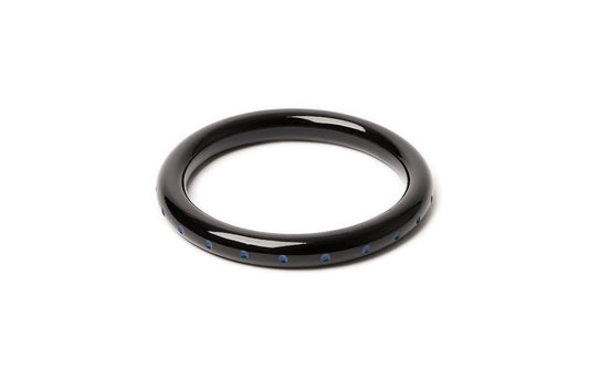 Splendette vintage inspired 1940s style carved fakelite Narrow Bristol Blue Bangle 