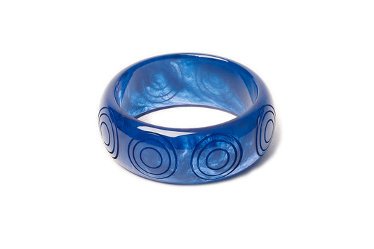 Splendette vintage inspired 1940s style carved Wide Bristol Blue Fakelite Bangle