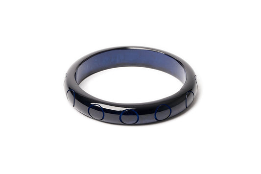 Splendette vintage inspired 1940s style carved fakelite large size Midi Black Bristol Blue Duchess Bangle 