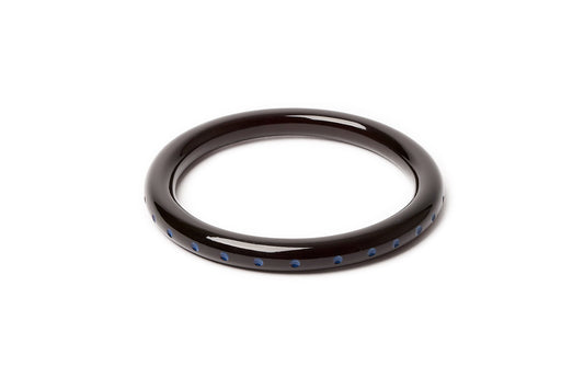 Splendette vintage inspired 1940s style carved fakelite large size Narrow Bristol Blue Duchess Bangle
