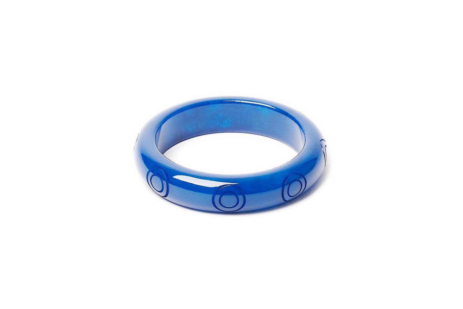 Splendette vintage inspired 1940s style carved small size Midi Bristol Blue Fakelite Maiden Bangle 